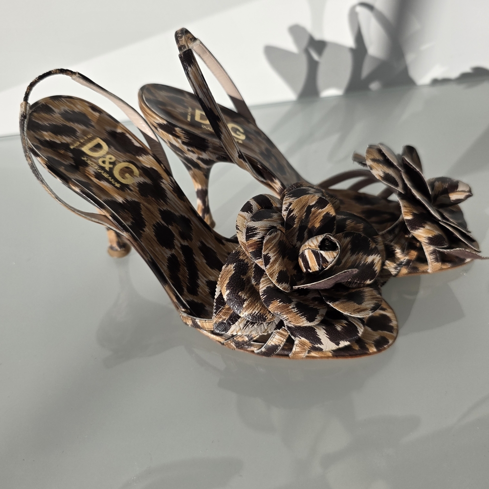 D&G Animal Print Heels with Floral Accent